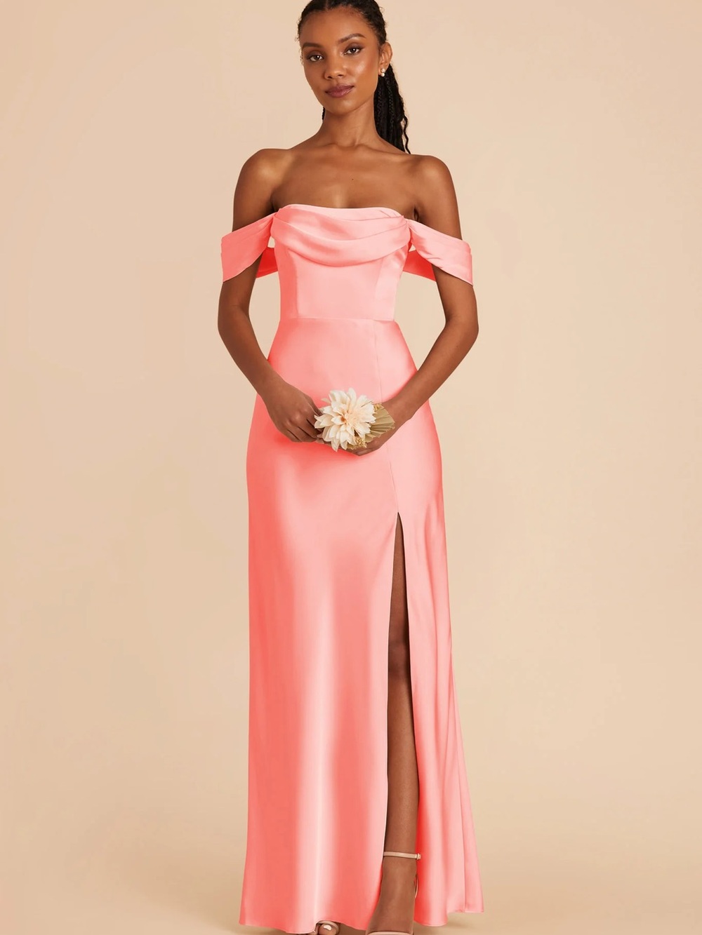 Birdy Grey Matte Satin Coral Pink Mia Maxi Dress